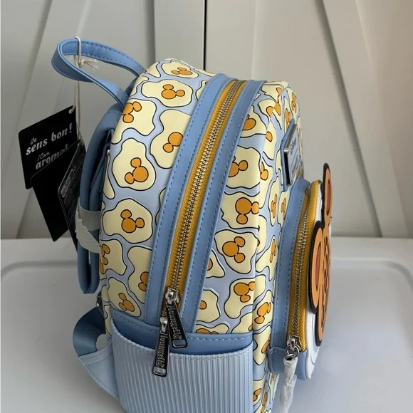 Loungefly Disney Breakfast Waffle Mickey scented blue mini backpack bag purse - Picture 6 of 9